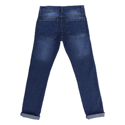 Calça Jeans Juvenil Okyside Used Com Bigodes E Barra Virada Calça Jeans Juvenil Okyside Used Com Bigodes E Barra Virada